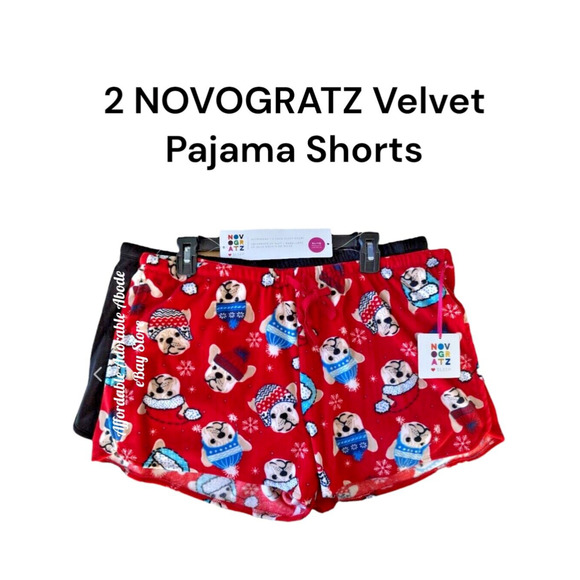 Novogratz Other - NWT 2 NOVOGRATZ Pajama Shorts Small Velvet Drawstring Elastic Waist Bulldog
